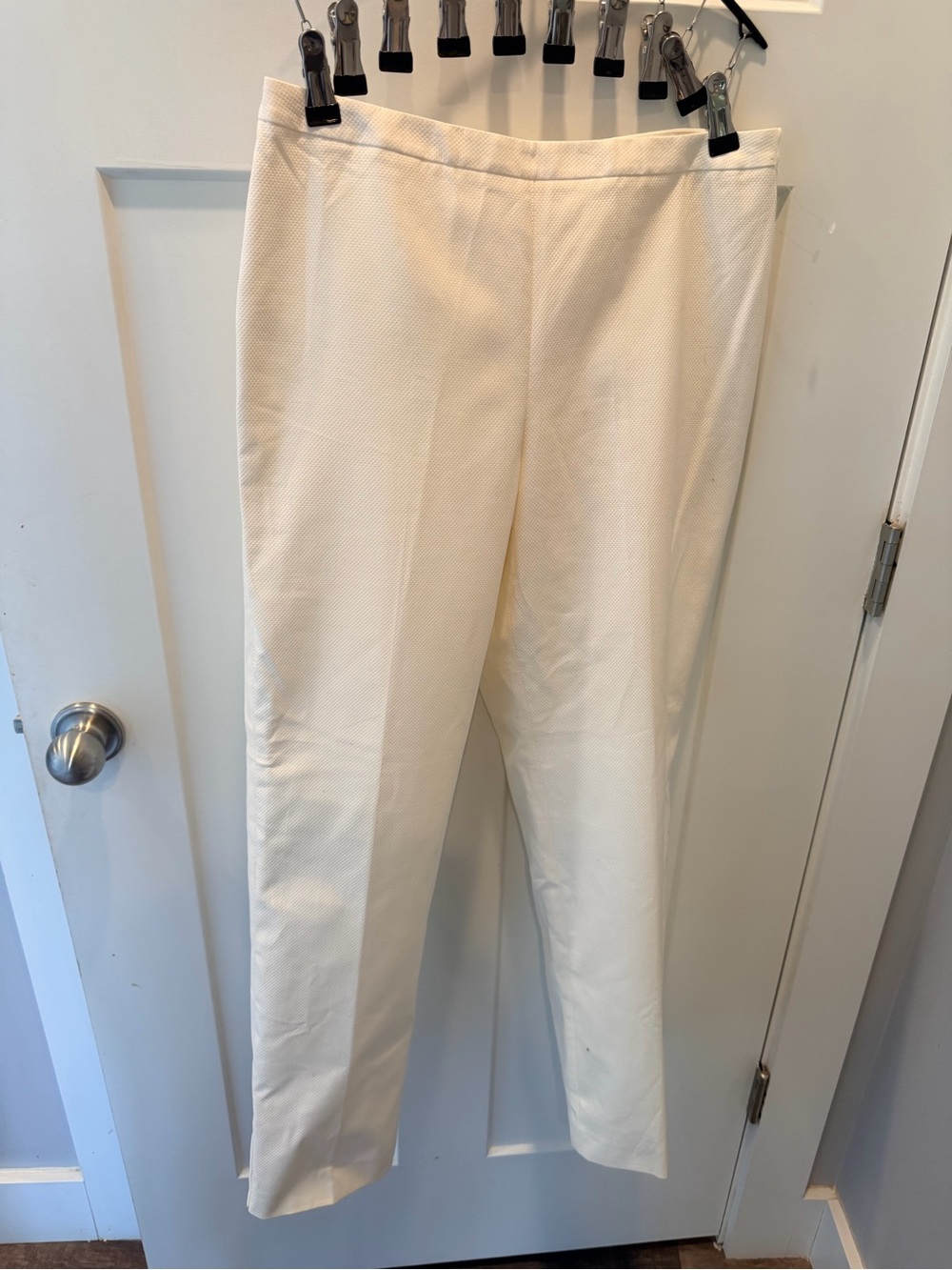 NWT Ann Taylor Ivory Textured Slim Ankle Pants Lined Size 8